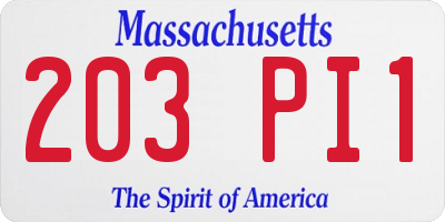 MA license plate 203PI1