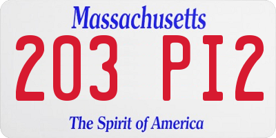 MA license plate 203PI2