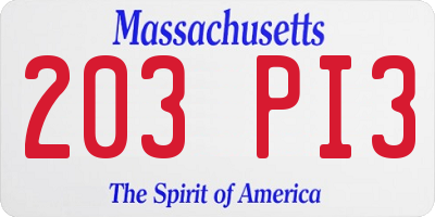 MA license plate 203PI3