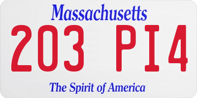 MA license plate 203PI4