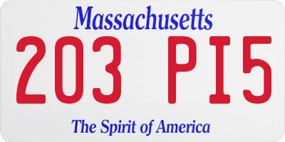MA license plate 203PI5