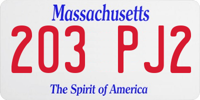 MA license plate 203PJ2