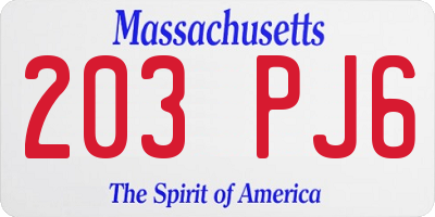 MA license plate 203PJ6