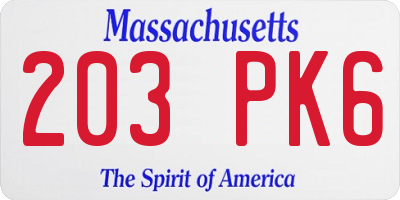 MA license plate 203PK6
