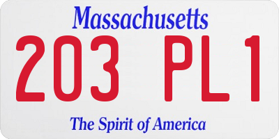 MA license plate 203PL1