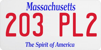 MA license plate 203PL2