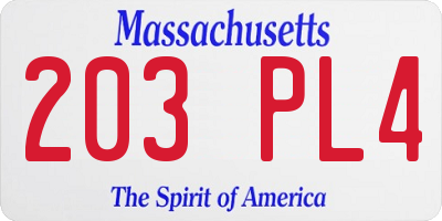 MA license plate 203PL4