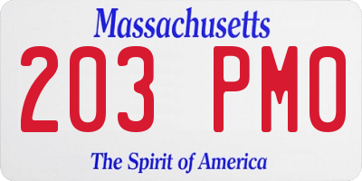 MA license plate 203PM0