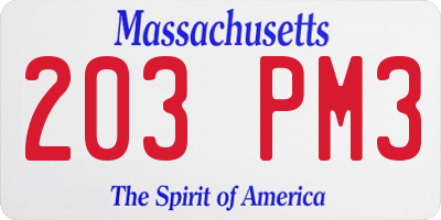MA license plate 203PM3