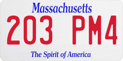 MA license plate 203PM4