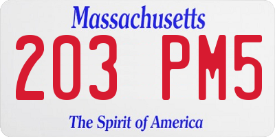 MA license plate 203PM5