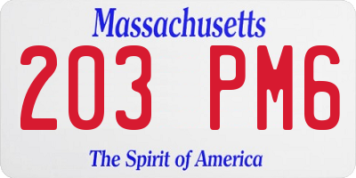 MA license plate 203PM6