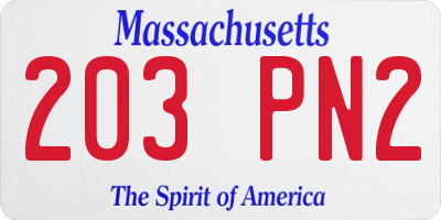 MA license plate 203PN2