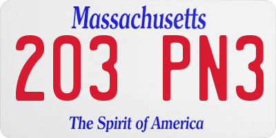 MA license plate 203PN3