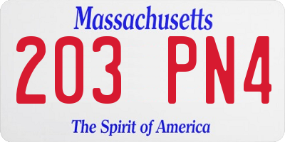 MA license plate 203PN4