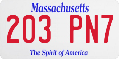 MA license plate 203PN7