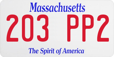 MA license plate 203PP2