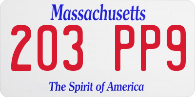 MA license plate 203PP9