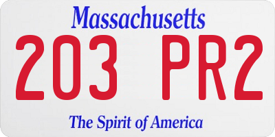 MA license plate 203PR2