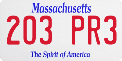 MA license plate 203PR3