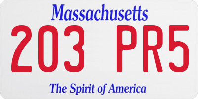 MA license plate 203PR5