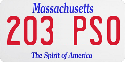 MA license plate 203PS0