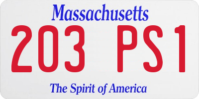 MA license plate 203PS1