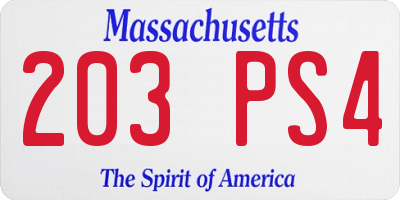 MA license plate 203PS4