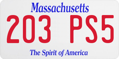 MA license plate 203PS5