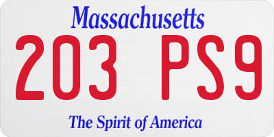 MA license plate 203PS9