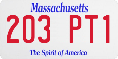 MA license plate 203PT1