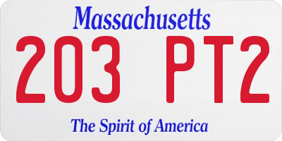 MA license plate 203PT2