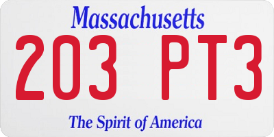 MA license plate 203PT3