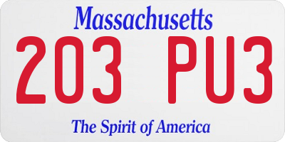 MA license plate 203PU3