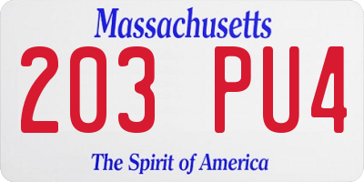 MA license plate 203PU4