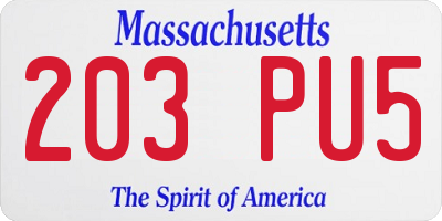 MA license plate 203PU5