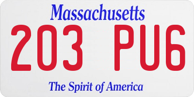 MA license plate 203PU6