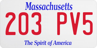 MA license plate 203PV5