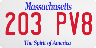 MA license plate 203PV8
