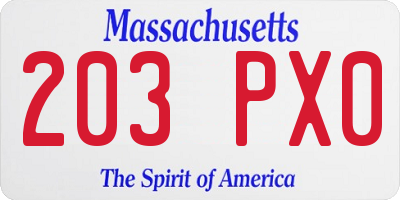 MA license plate 203PX0