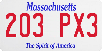 MA license plate 203PX3
