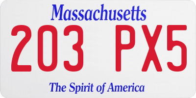 MA license plate 203PX5