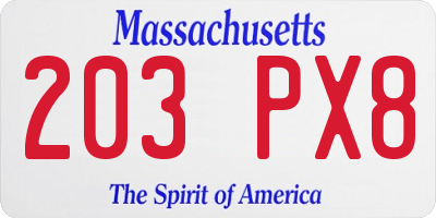 MA license plate 203PX8