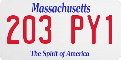 MA license plate 203PY1