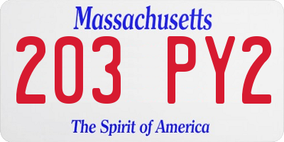 MA license plate 203PY2
