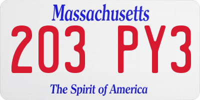 MA license plate 203PY3