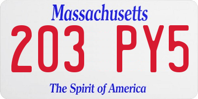 MA license plate 203PY5