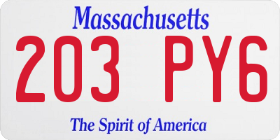 MA license plate 203PY6