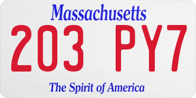 MA license plate 203PY7