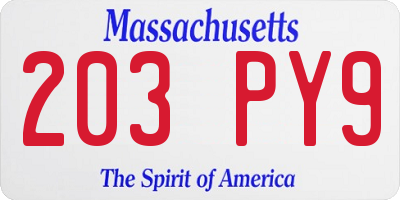 MA license plate 203PY9